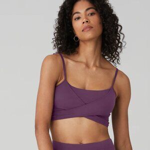 ALO Yoga Airbrush Enso Bra In Dark Plum, Size Small - Excellent Condition